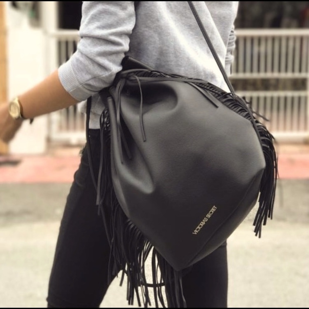 VICTORIAS SECRET Fringe Drawstring Backpack Purse